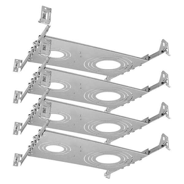 New Construction Mounting Plate 2-3-4-5-6 in. 7 Cutout Sizes Galvanized Steel Recessed Lighting Shallow Housing 4-Pack