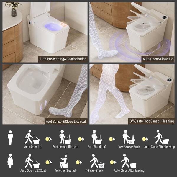 CASAINC Electric Smart Bidet Toilet with Auto Flushing and Antibacterial Seat