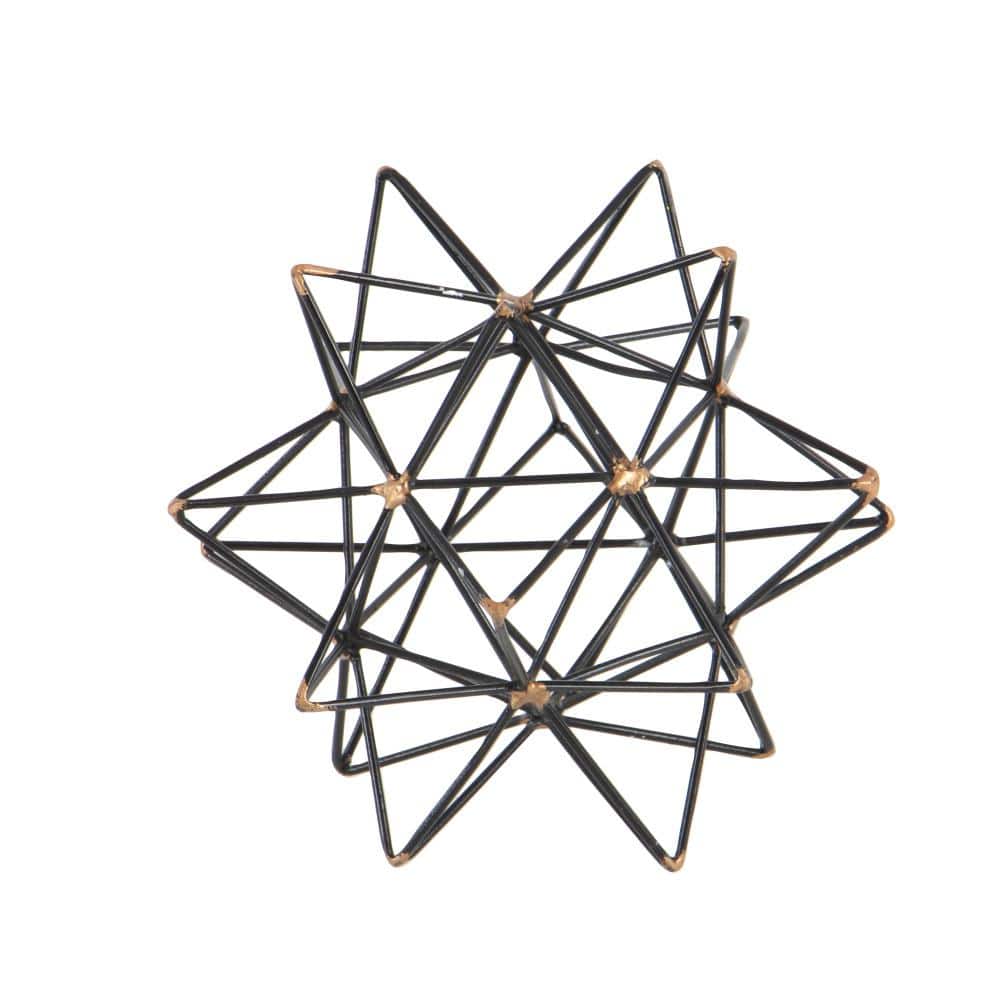 Black and Gold Geometric Metal Star Sculpture
