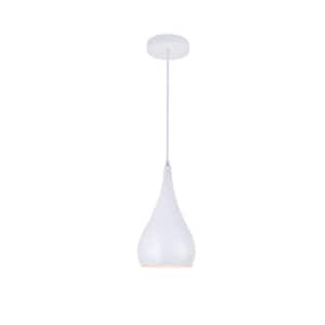 Timeless Home Noa 1-Light White Pendant with 6.3 in. W x 11.1 in. H White Aluminum Shade
