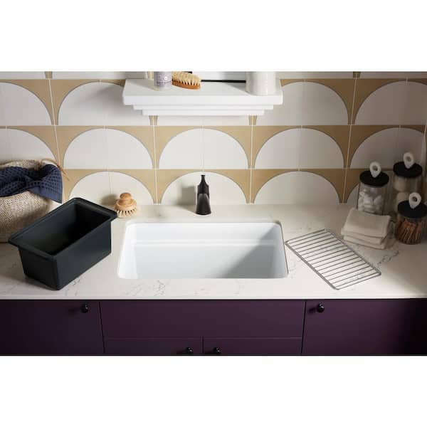 KOHLER Cairn Composite Undermount Utility Sink in Matte White