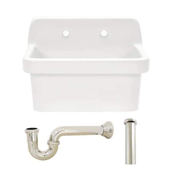 Doriteal 24 in. Wall Mount Single Ceramic Kitchen Sink with Accessories