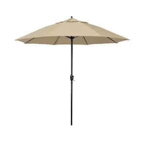 7.5 ft. Bronze Aluminum Market Patio Umbrella with Fiberglass Ribs and Auto Tilt in Beige Sunbrella