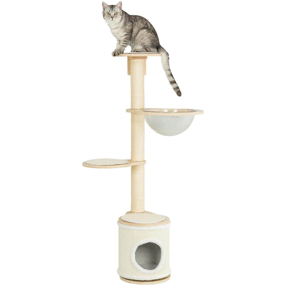 TRIXIE Mateo Wall Mounted Cat Tree, Natural/White
