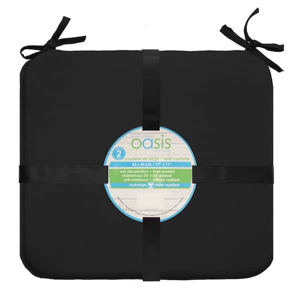 Habitat 17 in. L x 17 in. W Flora Outdoor Black Square 2-Pack Seat Cushions