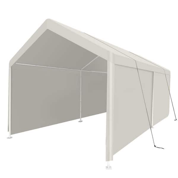 Sarah 12 ft. W x 20 ft. D White Heavy-Duty Portable Outdoor Carport Polyethylene Canopy and Shelter