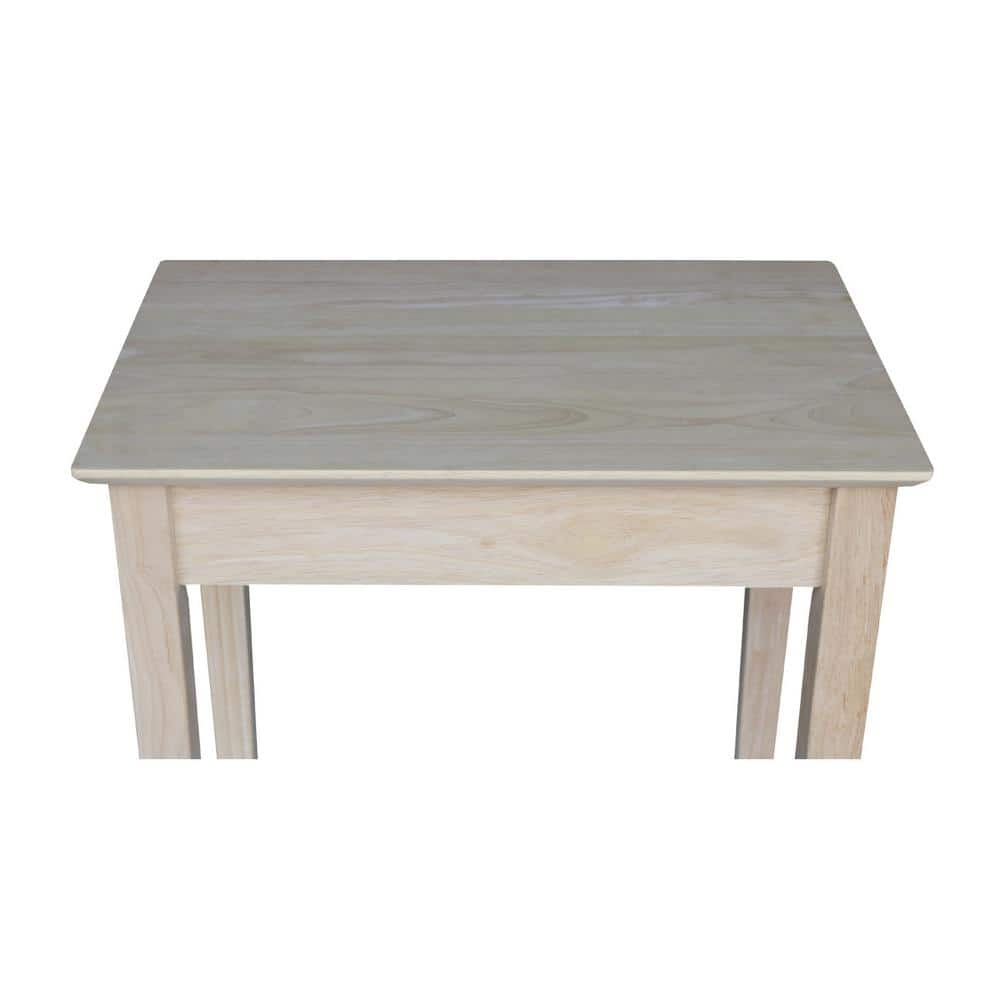 Unfinished Solid Wood Narrow End Table with Storage Drawer