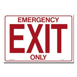 14 in. x 10 in. Decal Red on White Sticker Emergency Exit Only