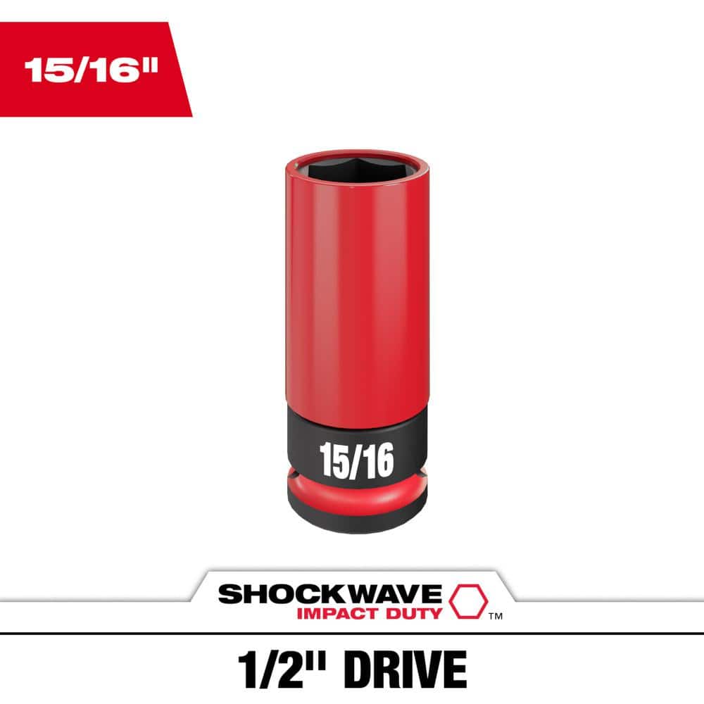 Milwaukee SHOCKWAVE 1/2 in. Drive 15/16 in. Lug Nut Impact Socket 