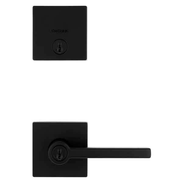 Kwikset Vancouver Matte Black Keyed Entry Door Handleset w/ Halifax Entry Lever Combo Project Pack Featuring SmartKey Security