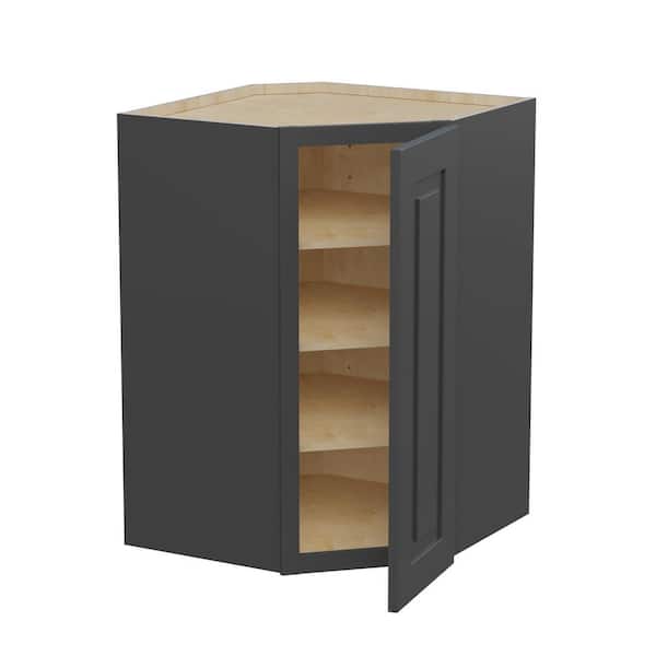 Home Decorators Collection Grayson 20 in. W x 12 in. D x 36 in. H Assembled Plywood Diagonal Wall Kitchen Cabinet in Deep Onyx with Soft Close