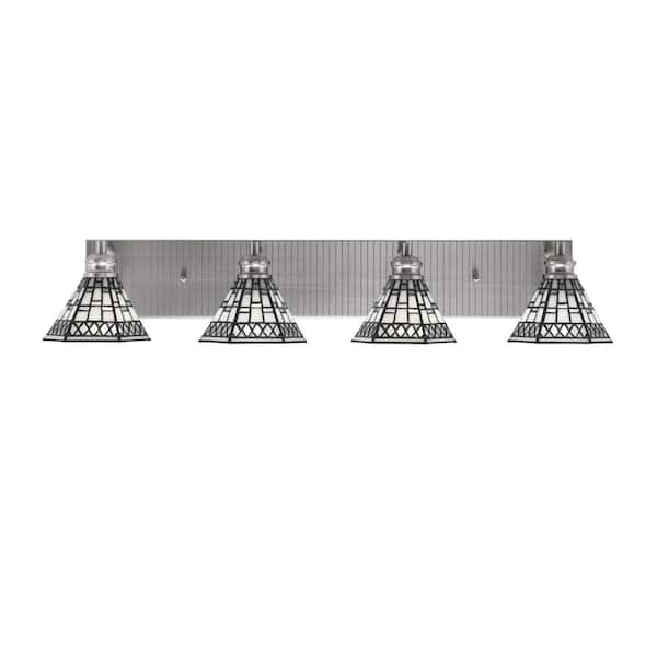 Unbranded Albany 33.5 in. 4-Light Brushed Nickel Vanity Light with Pewter Art Glass Shades