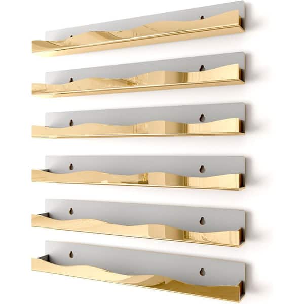 15 in. W x 1.6 in. D Gold Nail Polish Shelf Decorative Wall Shelf 6-Pack