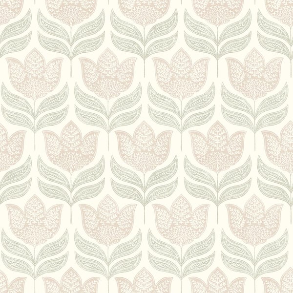 Chesapeake Cathal Tulip Block Print Pink Prepasted Non Woven Wallpaper Sample