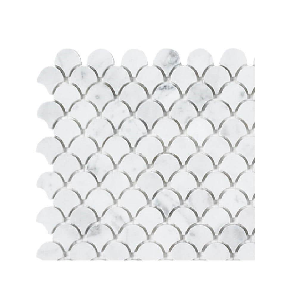 Take Home Tile Sample - Cloudy Daze White 4.5 in. x 4.5 in. Fan Honed Natural Stone Mosaic price history on PriceWatchPro