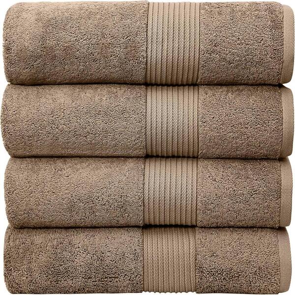 6-Piece Luxury Cotton Bath Towel Set, 56"L x 34"W - Mocha