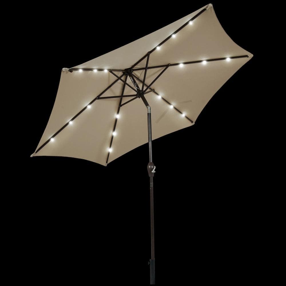 9 ft. Iron Market Solar Tilt Patio Umbrella in Tan with LED Lights price history on PriceWatchPro