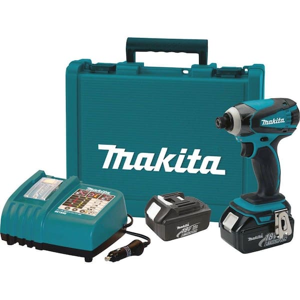 Makita 18-Volt LXT Lithium-Ion 1/4 in. Cordless Impact Driver Kit with Automotive Charger (2) Batteries 3.0Ah Hard Case