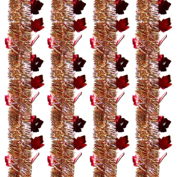 9 ft. Harvest Die Cut Tinsel, Gold/Red (Set of 4)