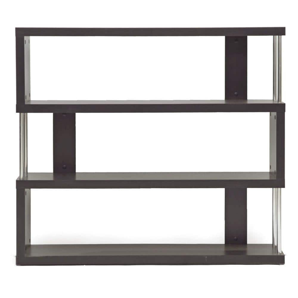 Baxton Studio 38.5 in. Dark Brown Wood 3 shelf Accent Bookcase