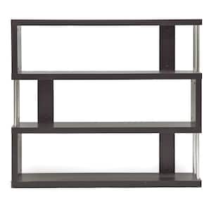 38.5 in. Dark Brown Wood 3-shelf Accent Bookcase with Open Back