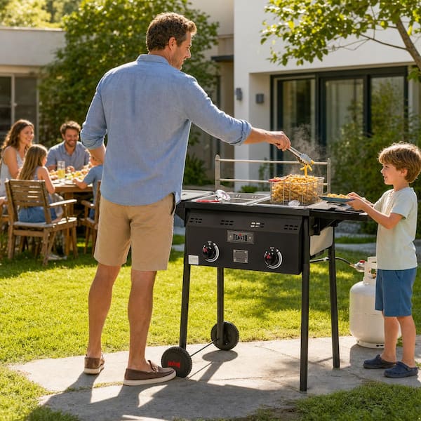 FEASTO 16Qt. Outdoor Propane Deep Fryer and Dual Tank with Dual