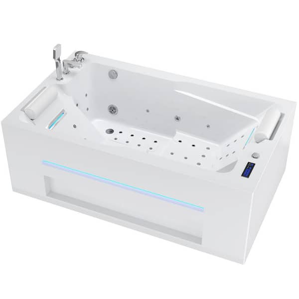 71 in. x 42 in. Alcove Whirlpool Air Combination Bathtub 55 Jets Double Bath with Left Drain-Ozone Filtration in White