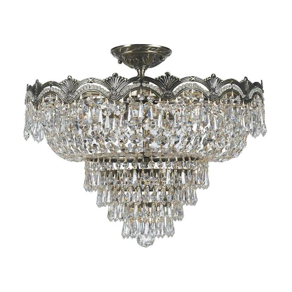 Crystorama Majestic 21.5 in. 5-Light Historic Brass Flush Mount