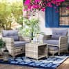 PamaPic 5-Pieces Wicker Patio Furniture Set Outdoor Patio Chairs with  Ottomans, Gray Cushions BT-JDH5-WH3 - The Home Depot