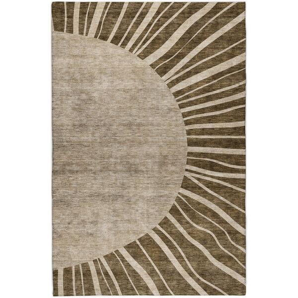 Dream Shag Premium Machine Washable Abstract ADS668 Brown 9 ft. x 12 ft. Area Rug