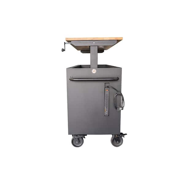 72 in. W x 24 in. D Heavy Duty 18-Drawer Mobile Workbench Cabinet with Adjustable-Height Hardwood Top in Matte Black