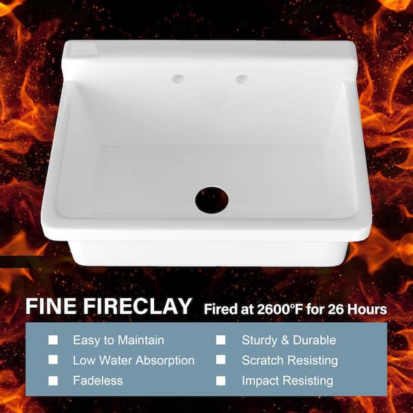 HOMLYLINK High Back Farm Style Sink 30 in. Wall Mount Single Bowl