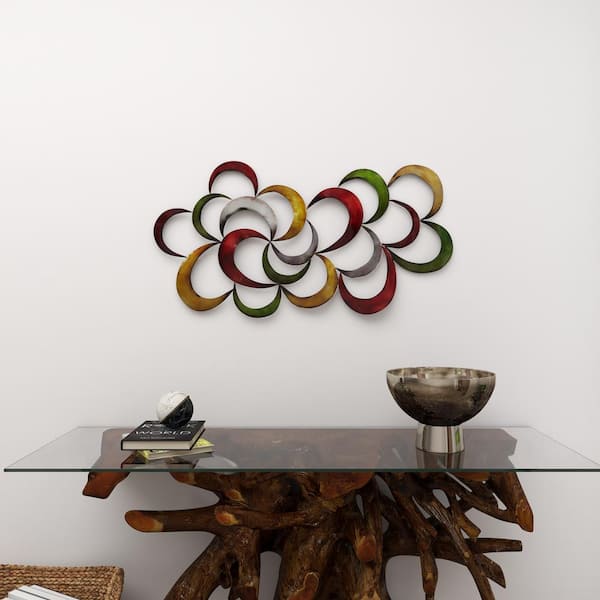 Litton Lane 35 in. x 20 in. Metal Multi Colored Scalloped Abstract Wall Decor