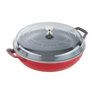 Cast Iron 3. 5 qt. Braiser with Glass Lid - Cherry