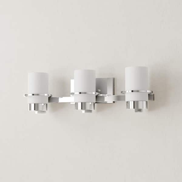Progress Lighting Reiss 22.75 in. 3-Light Polished Chrome Vanity Light with Etched Glass Shade
