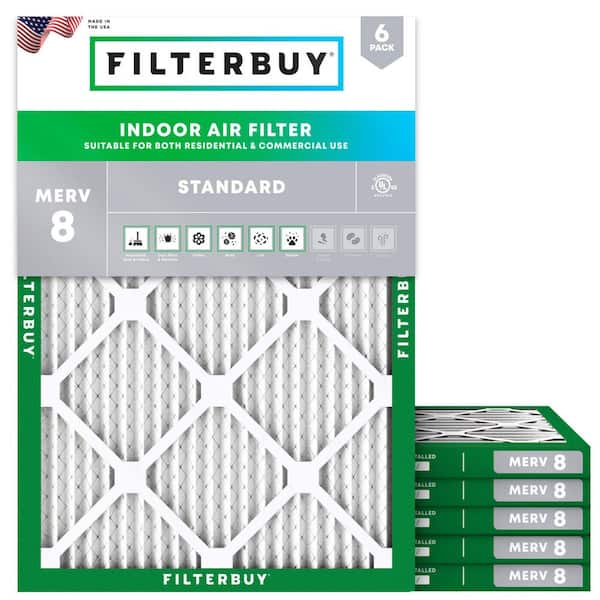 17.5 in. x 21 in. x 1 in. MERV 8 (FPR 5) Dust Defense Pleated HVAC AC Furnace Air Filters Replacement (6-Pack)