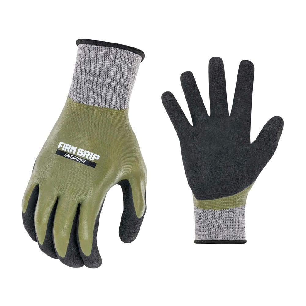 FIRM GRIP Medium Green Waterproof Double Dip Latex Gloves 67881