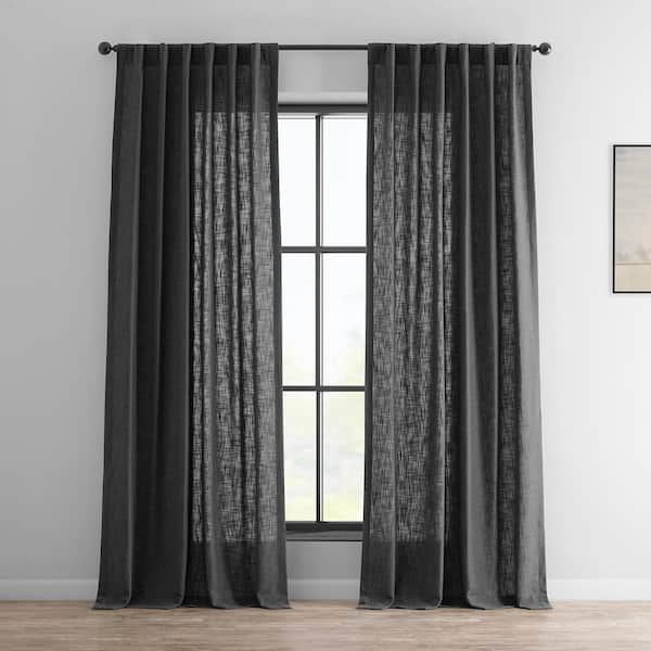 Exclusive Fabrics & Furnishings Slate Grey Solid Rod Pocket Light Filtering Curtain - 50 in. W x 108 in. L (1 Panel)