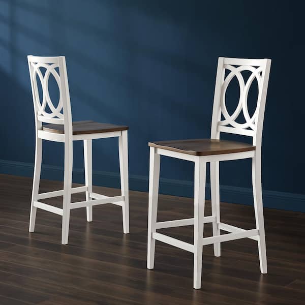 Charlotte 26.25 in. White Wood Counter Stool (Set of 2)