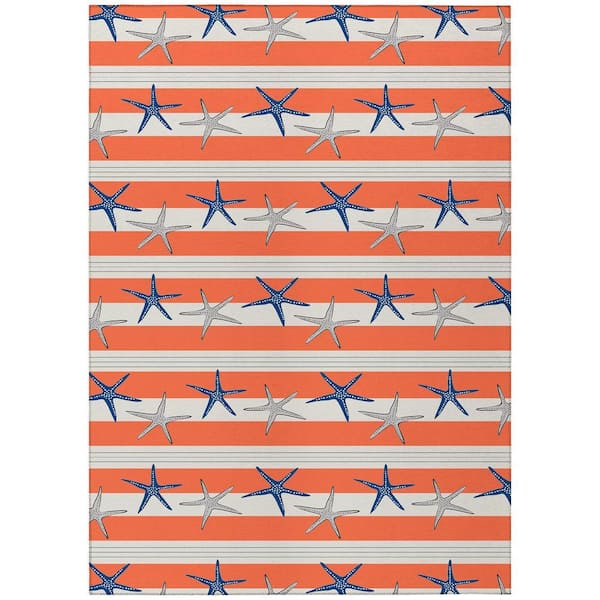 Surfside Orange 8 ft. x 10 ft. Geometric Indoor/Outdoor Area Rug