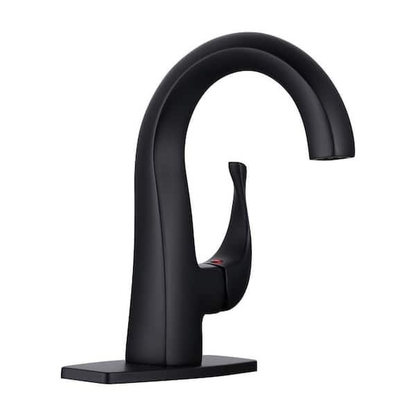Single Handle Bathroom Faucet with Deckplate Included in Matte Black