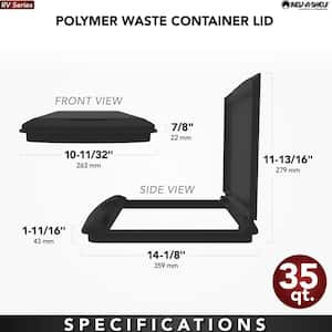 14 in. W x 0.89 in. H x 10.25 in. D 35 Qt. Waste Container Lid, Black