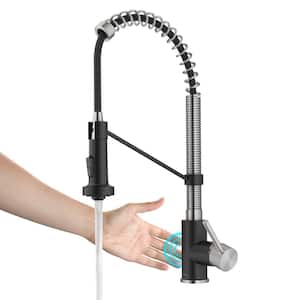 Bolden Single Handle Touchless Sensor Pull Down Kitchen Faucet in Spot-Free Stainless Steel/Matte Black