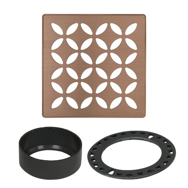 Schluter Kerdi-Drain 4 in. Brushed Rose Gold Floral Drain Grate