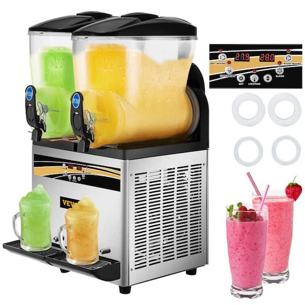 VEVOR 1055 oz. Commercial Slushy Machine 15L x 2 Tanks Frozen Drink Machine Snow Cone Machine Margarita Machine 1000W