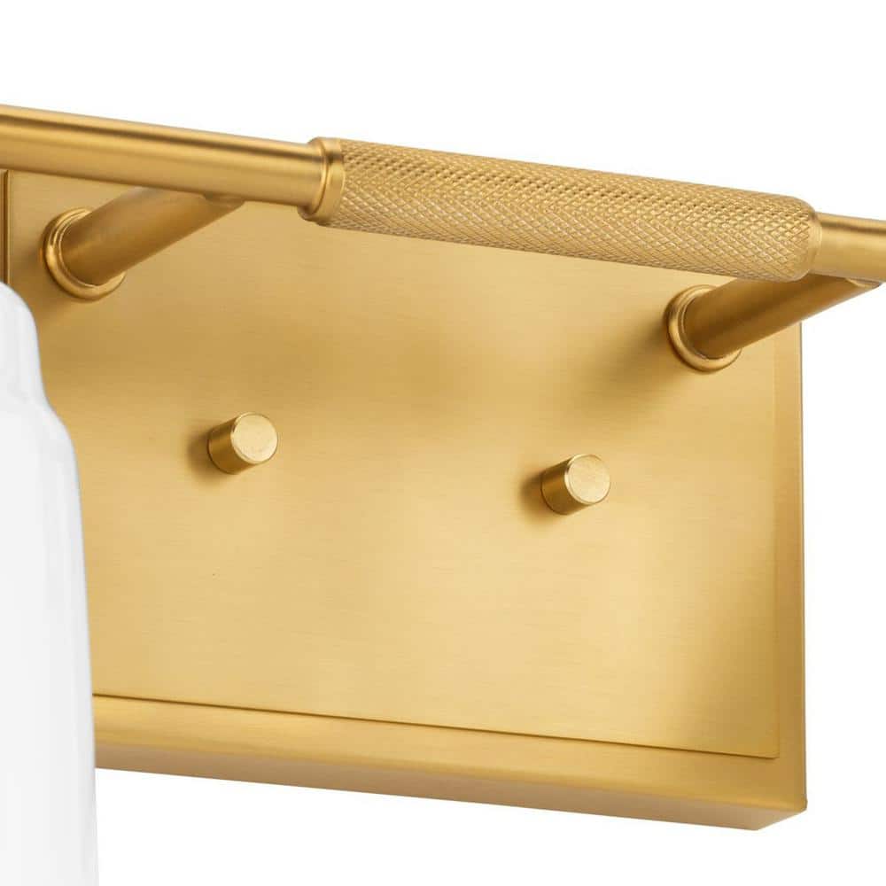 Brushed Gold 2-Light Vanity with Opal Glass Shades