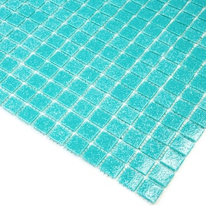 Dune Glossy Neon Aqua Green 12 in. x 12 in. Glass Mosaic Wall and Floor Tile (20 sq. ft./case) (20-pack)