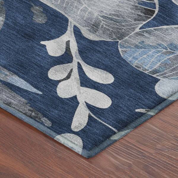 Mayfield Premium Machine Washable Abstract AMF2260 Navy 9 ft. x 12 ft. Area Rug