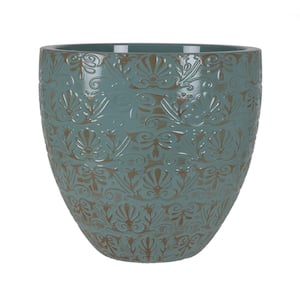 15.1 in. Aurelia Large Jadeite Green Pantina Decorative High-Density Resin Planter (15.1 in. D x 14.1 in. H)
