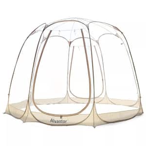 12 ft. x 12 ft. Beige Instant Pop Up Bubble Tent Screen House, Weatherproof Cold Protection 360 View Camping Tent